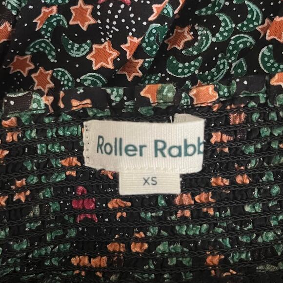 Roller Rabbit Midi Dress XS Drop Waist Smocked Twee Milkmaid Stars Moon Cottage - Picture 5 of 8